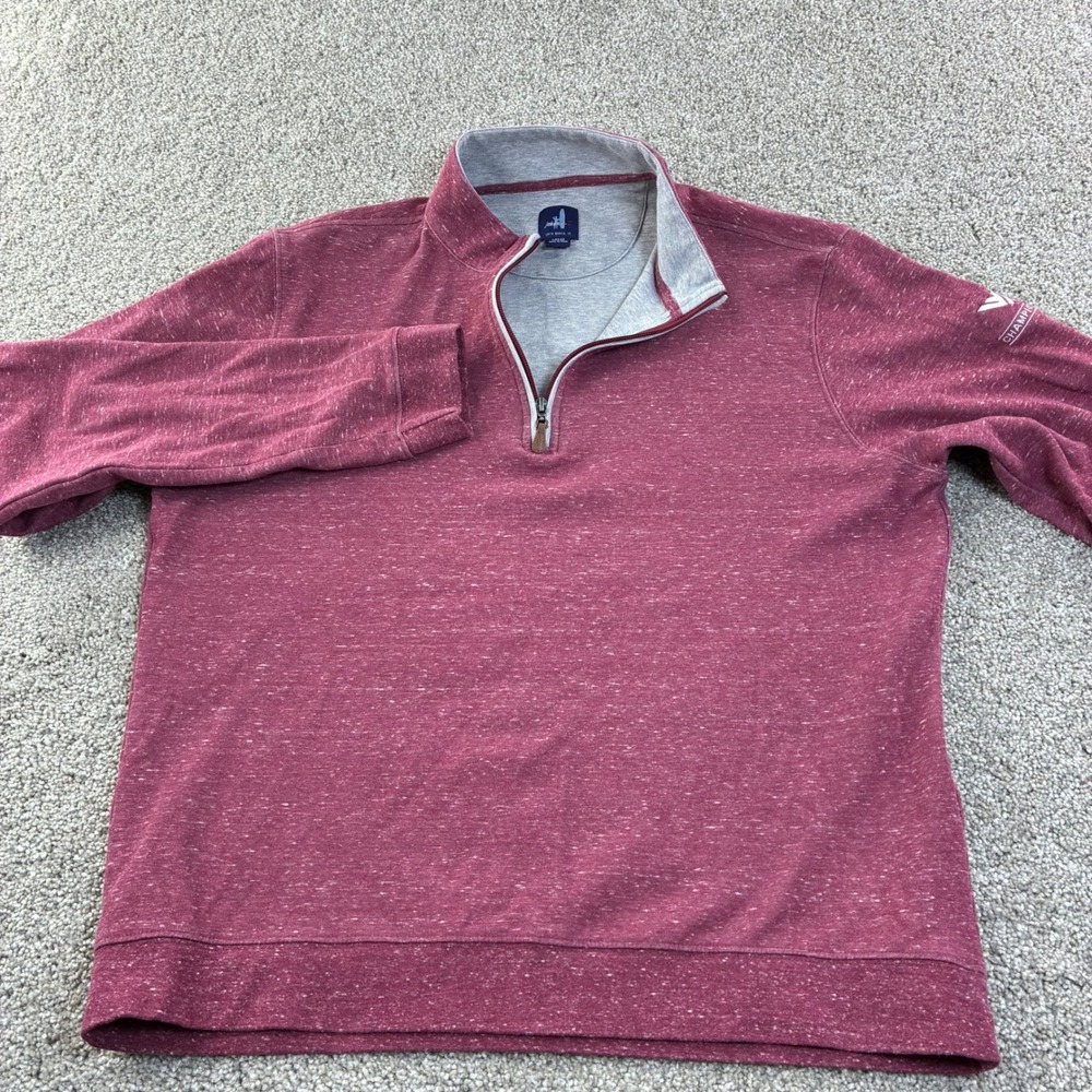 Johnnie-O Championship Mens L Burgundy Heather 1/4‎ Zip Sweatshirt Cotton Blend
